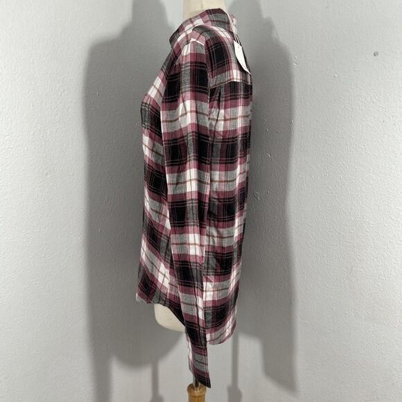 Beach Lunch Lounge Shirt‎ Womens Extra Small Dusty Rose Plaid Whitney - Picture 2 of 9